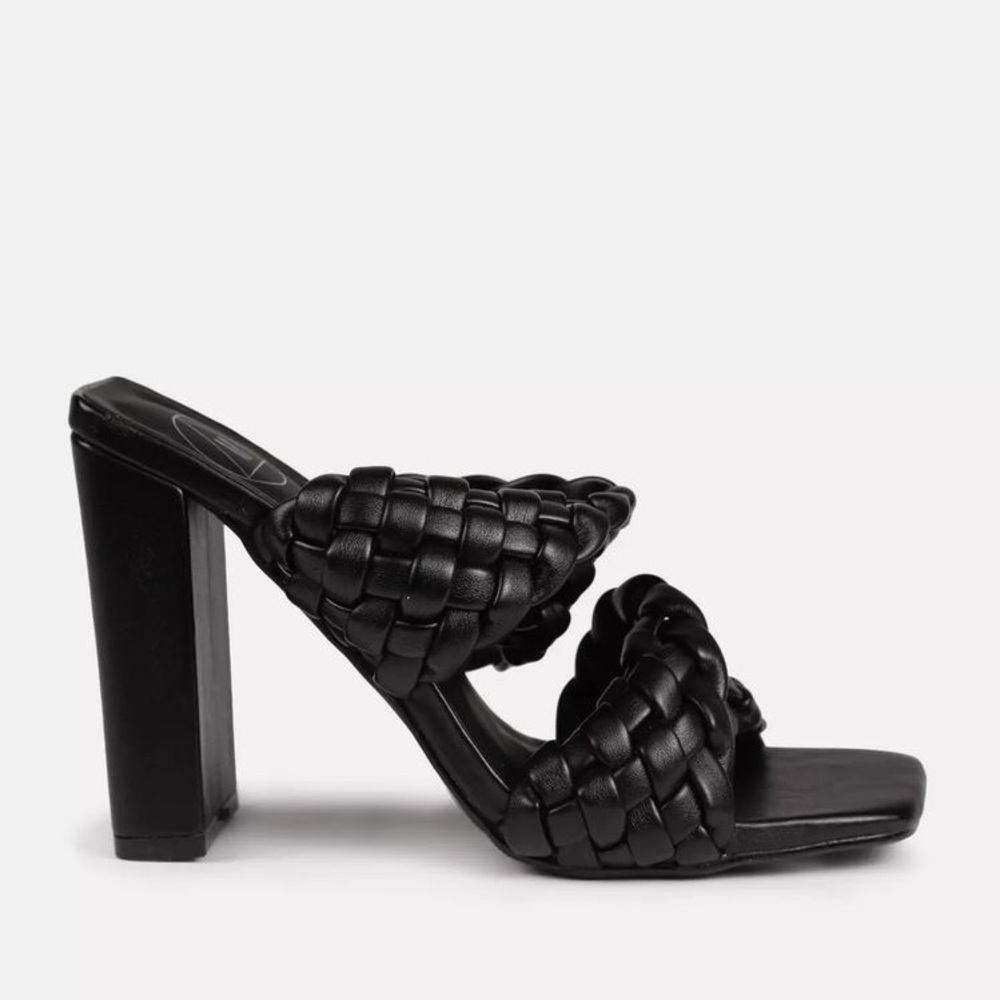 Missguided Black Woven Twist Block Heel Sandals